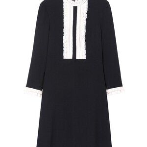 SANDRO Black Dress with Lace Collar - SIZE S